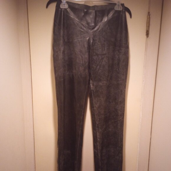 Breathless UK rubber bell bottom pants long length (women's) light black size M - Picture 1 of 8